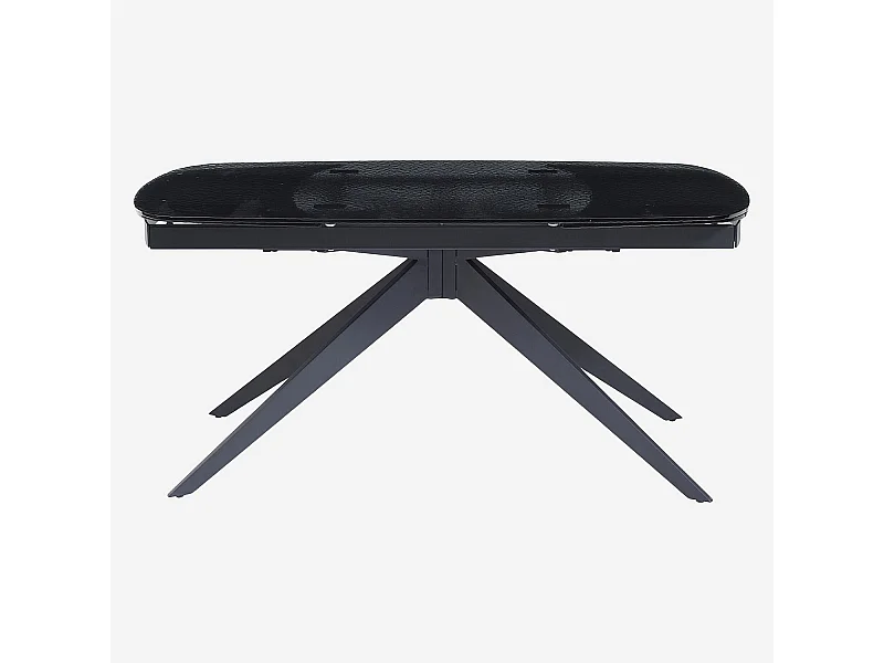 Habitat - Table rectangulaire extensible en verre trempé bullé - Noir - Tensie