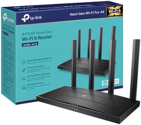 TP-Link Archer AX18 Routeur WiFi 6, Routeur WiFi AX 1500 Mbps bi-Bande, 4 Ports Gigabit, 4 antennes à Haute Performance, WPA3, Contrôle Parental, EasyMesh, Antivirus intégré