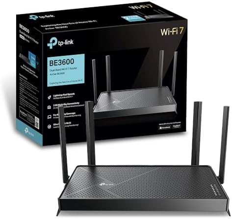 TP-Link Archer BE3600 Routeur WiFi 7, Vitesse jusquà 3,6 Gbit/s, bi-Bande, 2 Ports 2.5G, USB 3.0, 4 antennes à Haute Performance, EasyMesh, WPA3, Contrôle Parental, Antivirus intégré